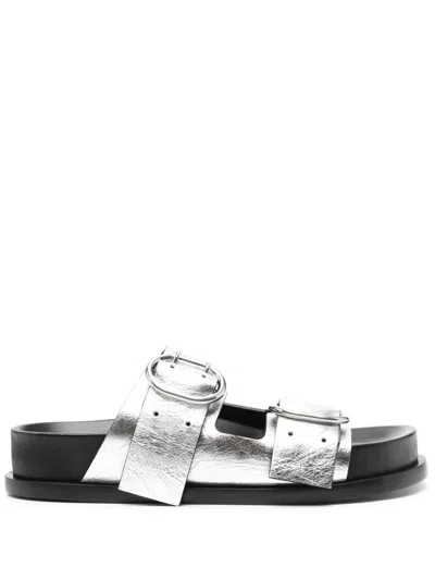 JIL SANDER DOUBLE-BUCKLE LEATHER SANDALS