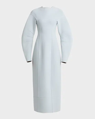 Jil Sander Double-face Seam Rounded Midi Dress In Steel