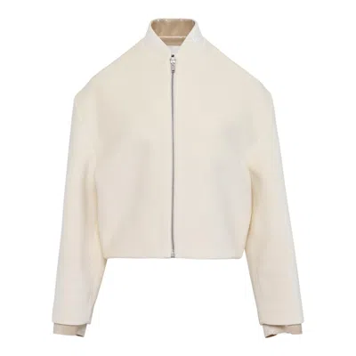Jil Sander Double Face Soft Velvet Blouson In White