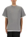Jil Sander Double Layer Cotton T-shirt In Gray