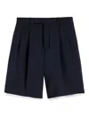 Jil Sander Double-layer Wool Shorts In Blue