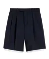 Jil Sander Double-layer Wool Shorts In Blue