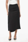 Jil Sander Double-layered Midi Skirt With Side Full Zip In Black