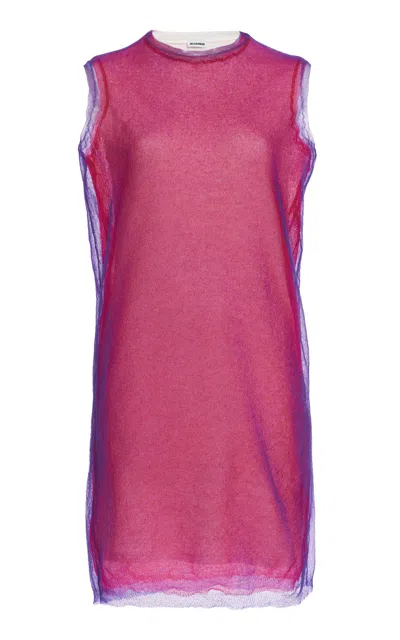 Jil Sander Double-layered Sheer Mini Dress In Red