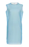 Jil Sander Double-layered Sheer Mini Dress In Blue
