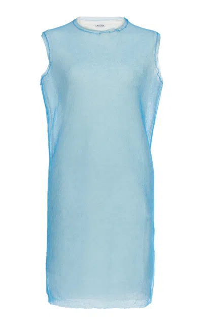 Jil Sander Double-layered Sheer Mini Dress In Blue