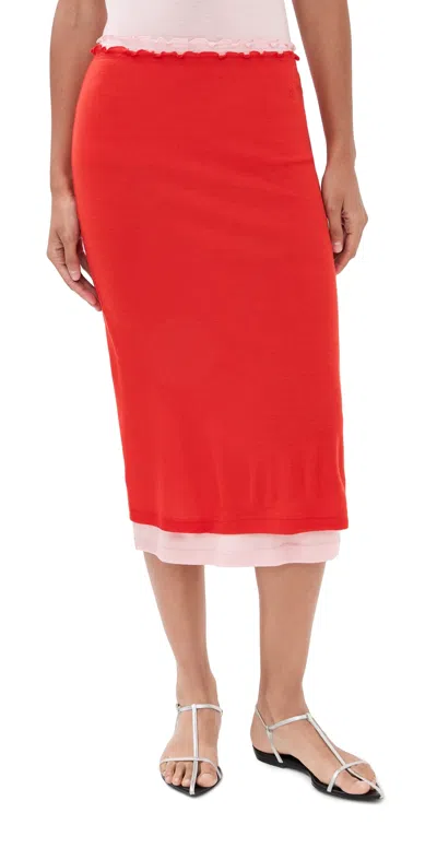 Jil Sander Double Layered Skirt Red/pink