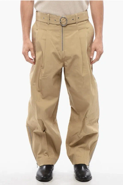 Jil Sander Double-pleated Baggy Fit Cotton Pants