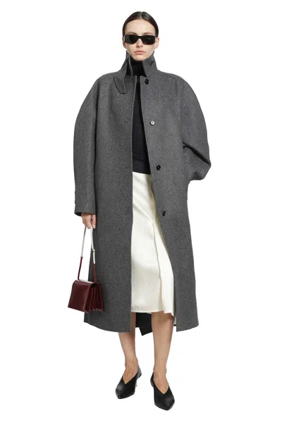 Jil Sander Double Wool Coat In Grey