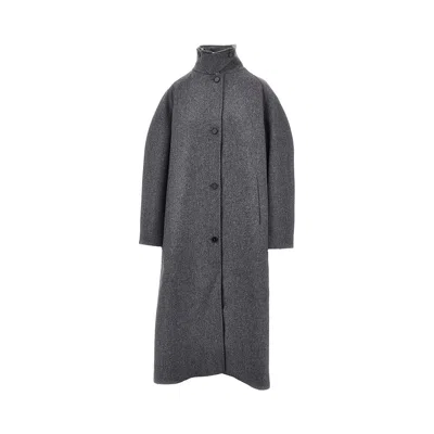 Jil Sander Double Wool Oversized Coat In Gray