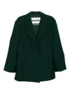 Jil Sander Double Wool Tailord Coat In Green