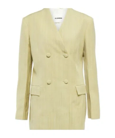 Jil Sander Double-breasted Blazer In Green