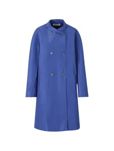 Jil Sander Double-breasted Coat In Blue