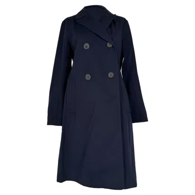 Pre-owned Jil Sander Double-breasted Trench Coat In Navy Blue Cotton