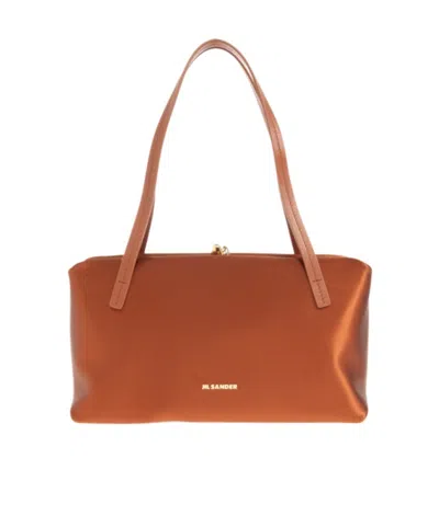 Jil Sander Satin-finish Kiss-lock Tote Bag In Orange