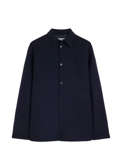 Jil Sander Double Wool Sportswear Overshirt In Blue