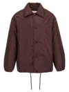 Jil Sander 'collared Drawstring Elasticated Cuffs Jacket' In Burgundy