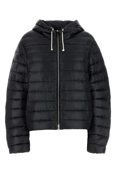 Jil Sander Quilted Hooded Drawstring Down Jacket In Black