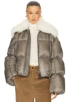 Jil Sander Shearling-trimmed Down Jacket In Brown