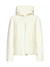 Jil Sander Short Down Jacket In Habotai Silk Blend In Dune