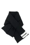 Jil Sander Padded Logo-patch Scarf In Black