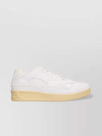 Jil Sander Dragon Low-top Sneakers Featuring Perforated Detailing In White