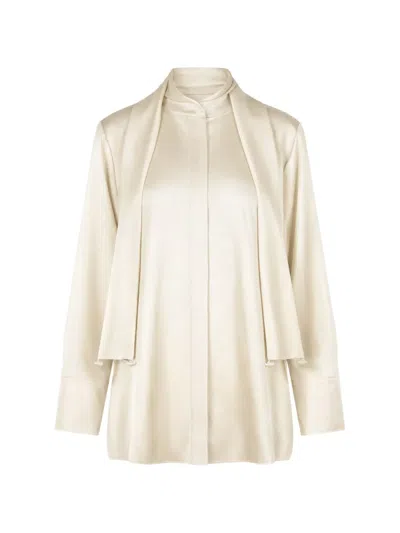 Jil Sander Shirt 132 Bow Detail Satin Finish In Neutral