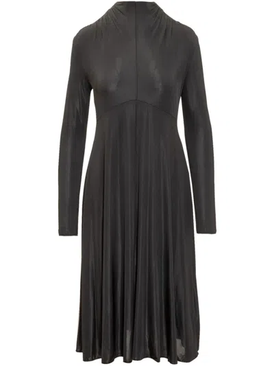 Jil Sander Draped-detailing Midi Dress In Black