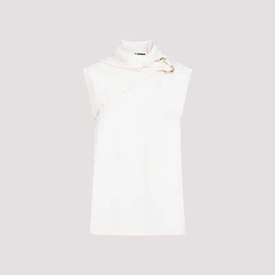 Jil Sander Draped Knit Tank Top In White