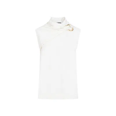 Jil Sander Draped Knitted Tank Top In White