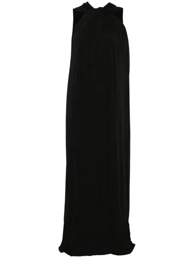 Jil Sander Draped Maxi Dress In Black