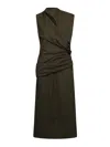 Jil Sander Draped Maxi Dress In Green
