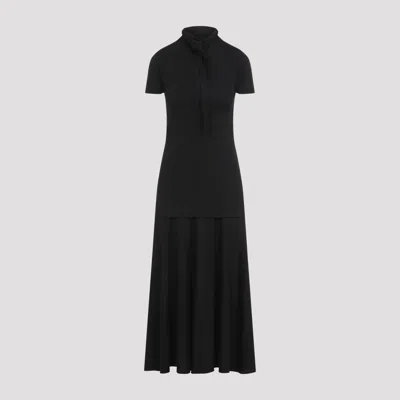 Jil Sander Draped Midi Dress In Black