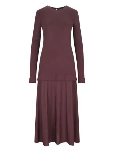 Jil Sander Draped Midi Dress In Red