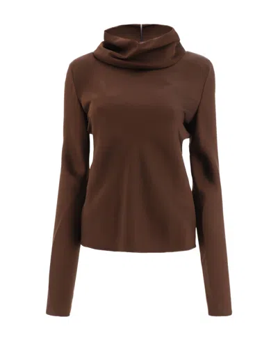 JIL SANDER JIL SANDER DRAPED-NECK STRAIGHT HEM BLOUSE