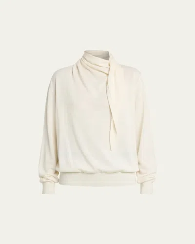 Jil Sander Draped Neck-scarf Oversized Sweater In White