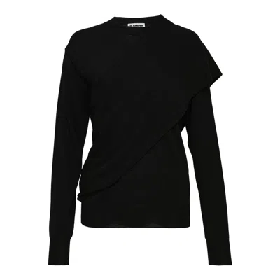 Jil Sander Draped Panel Jumper In Black