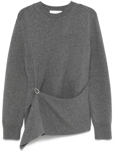 Jil Sander Draped Panel Sweater In 灰色