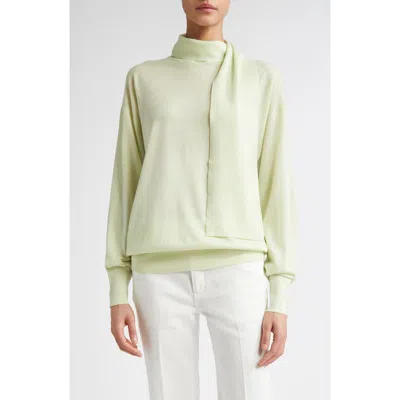 Jil Sander Draped Scarf Cashmere Sweater In Pear