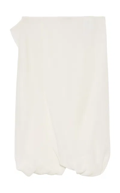 Jil Sander Draped Silk Midi Skirt In White