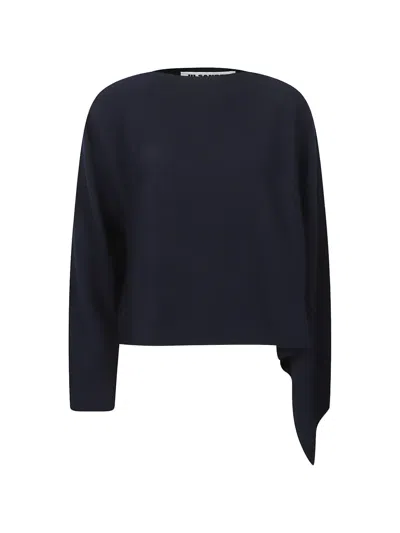 Jil Sander Draped-detail Sweater In Black