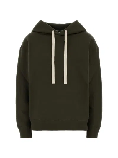 Jil Sander Drawstring Cotton Hoodie In Green