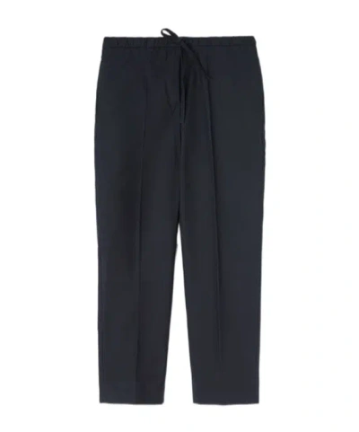 Jil Sander Drawstring Cropped Trousers In Black