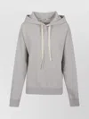 Jil Sander Pure Cotton Sweatshirt With Contrasting Drawstring Hood In Gray