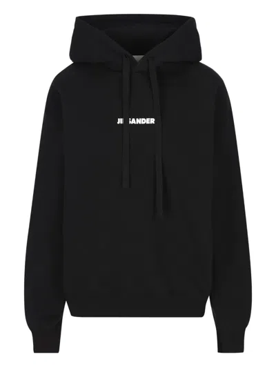Jil Sander Drawstring Hoodie In Black