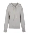Jil Sander Pure Cotton Sweatshirt With Contrasting Drawstring Hood In Gray