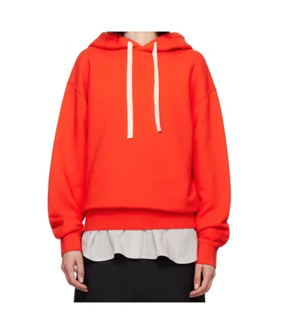 Jil Sander Drawstring Hoodie In Orange