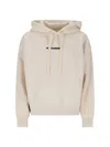 Jil Sander Drawstring Hoodie With Logo Print In Neutral