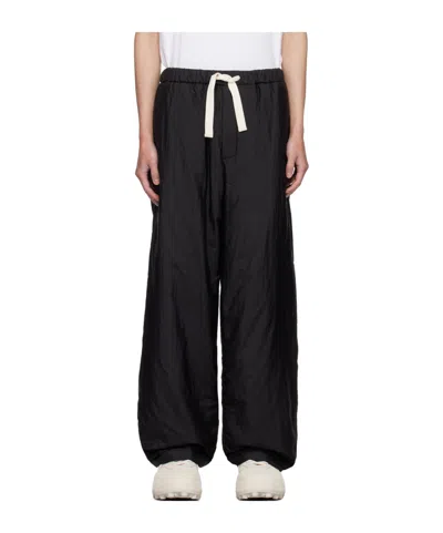 Jil Sander Drawstring Lacing Casual Pants In Black