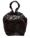 Jil Sander Leather And Shearling Bag In Black